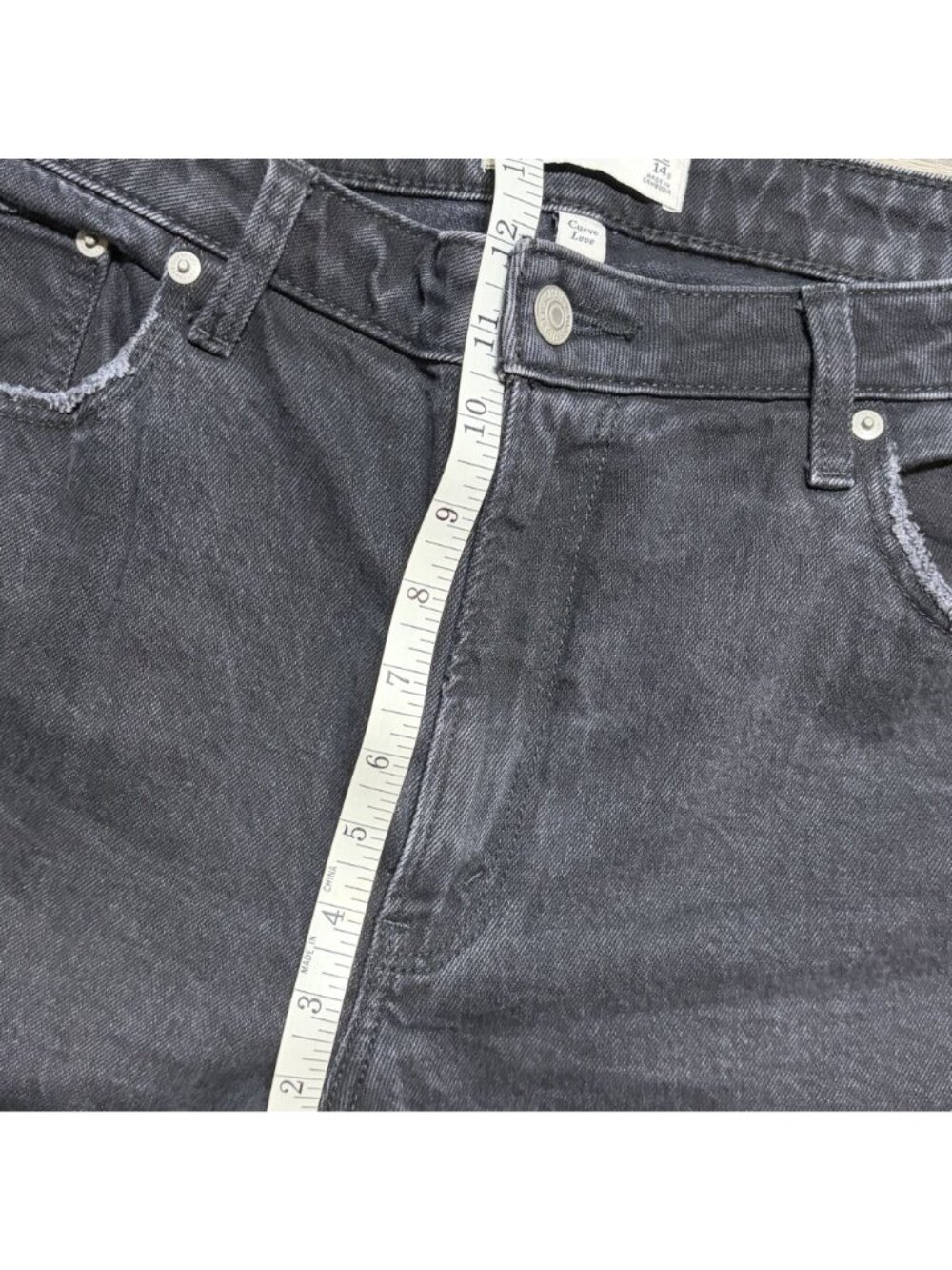 Abercrombie & Fitch Mom Curve Love High Rise Jeans 32 14 Black Distressed Frayed - Picture 5 of 9